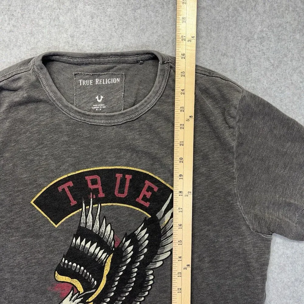 True Religion Shirt Mens M Gray True Eagle Tee American Traditional Rock Grunge